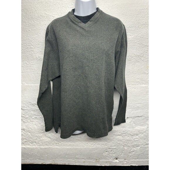 Haggar Men's Green Long Sleeve V-neck Sweater Size Medium Pullover - Picture 1 of 16